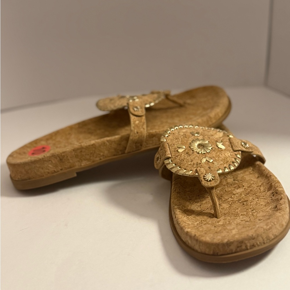 Jack Rogers Cork Sandals with Gold Accents Women’s 10